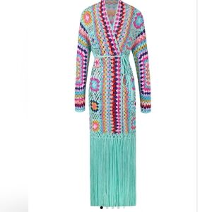 Colorful Crochet Maxi Cardigan